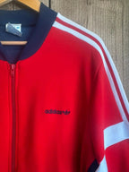 Vintage Adidas Tracksuit Top Red Navy White Trefoil Made In Korea 80s Large