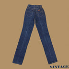 Vintage 80s Wrangler Straight Leg Petite Jeans Dark Blue W22 L34