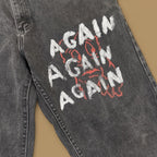Vintage Lee Loose Straight Leg Custom Again Again Jeans Charcoal Black W34 L26