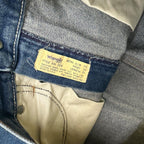Vintage 70s Wrangler USA Made Raw Hem Straight Leg Ankle Jeans Dark Blue W34 L29