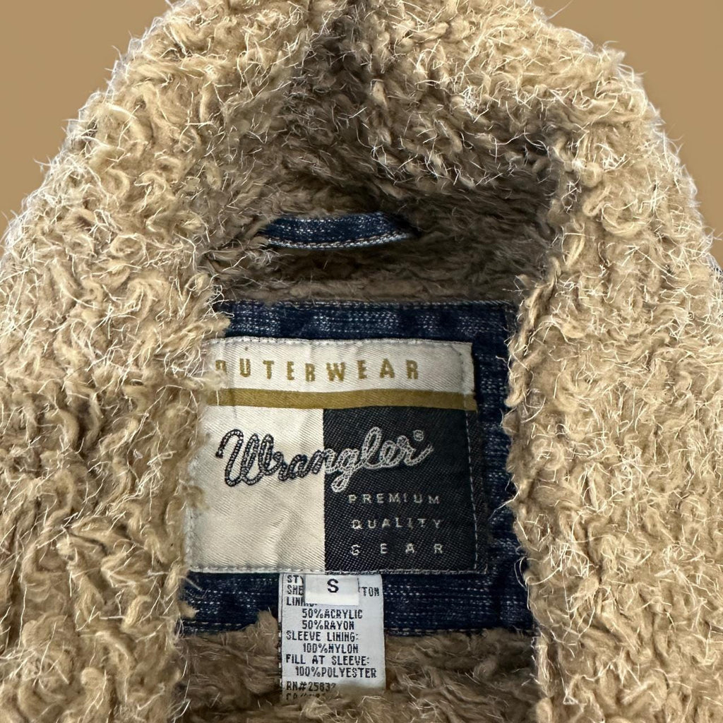 Vintage Wrangler Denim Sherpa Jacket Mid Blue Small