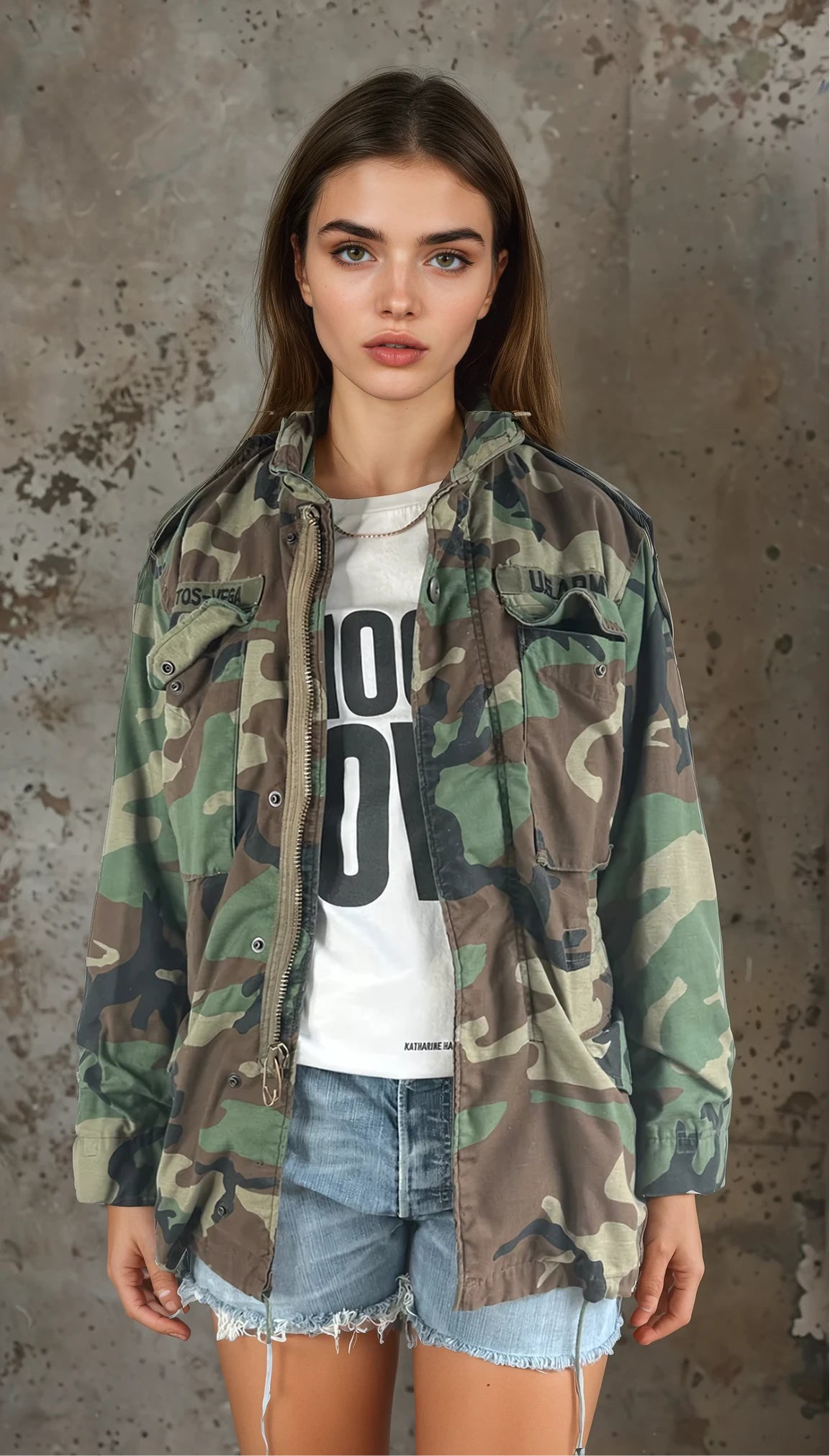 Original Vintage US Army M65 Camouflage Jacket UK 8 - 14