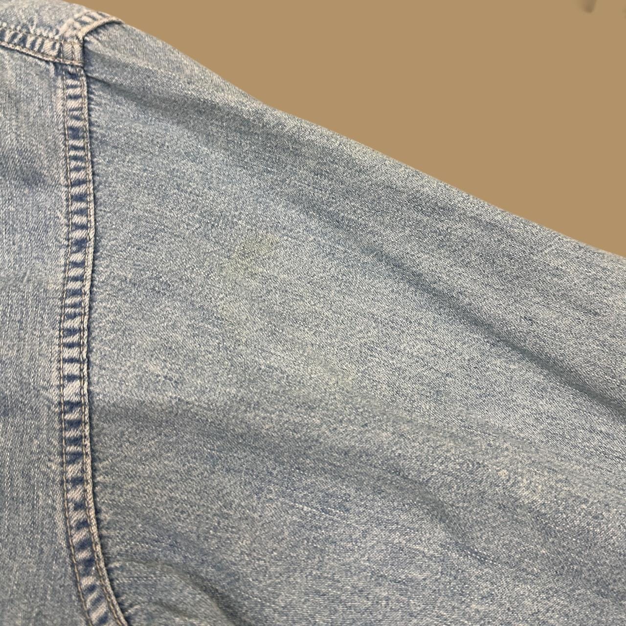 Vintage 80s Wrangler Grandad Collar Denim Shirt Light Blue Large