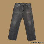Vintage Wrangler USA Made Raw Hem Straight Leg Ankle Jeans Charcoal Black W35 L29