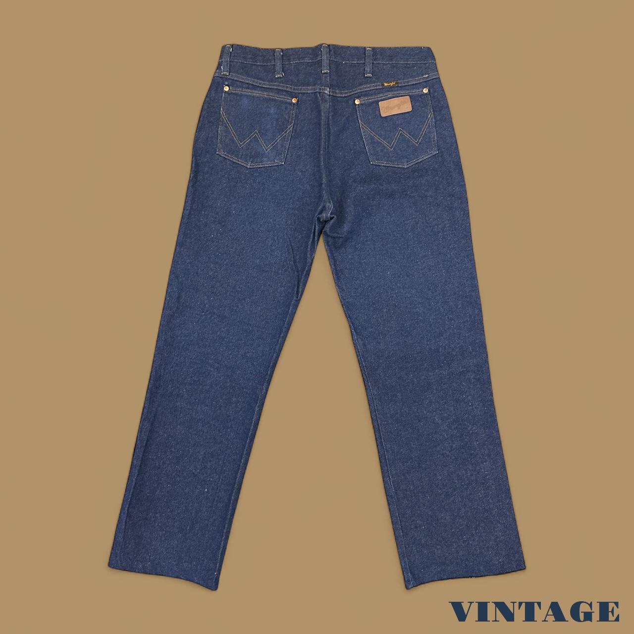 Vintage Wrangler USA Raw Hem Straight Leg Anklen Jeans Dark Blue W36 L29