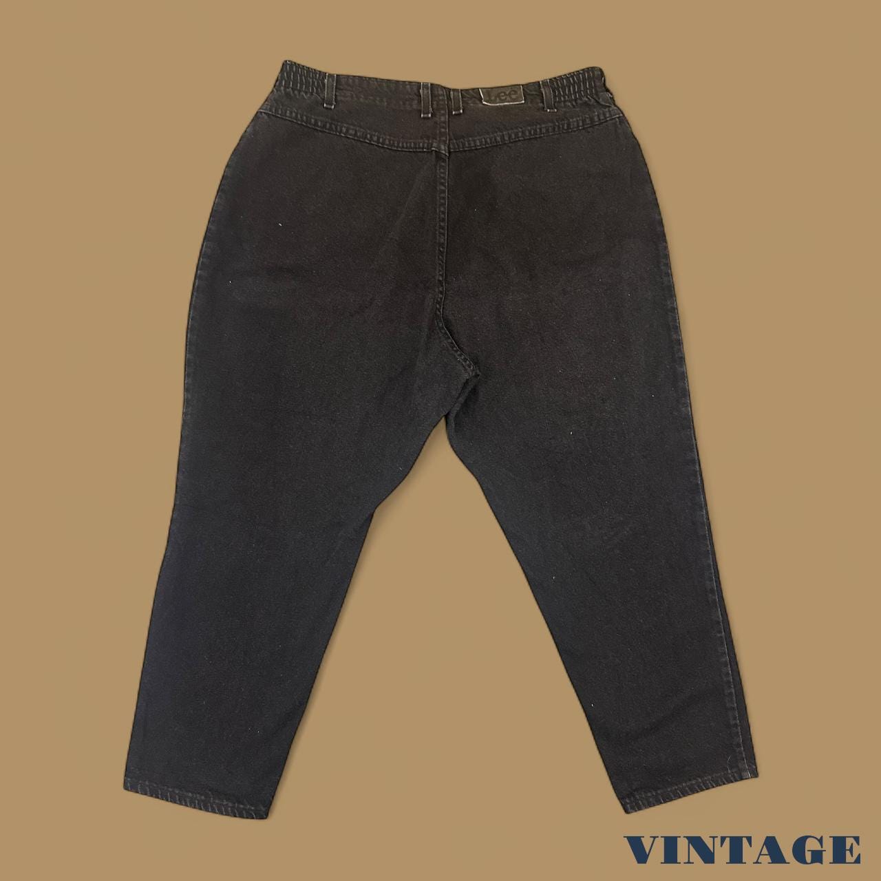 Vintage 90s Lee Elastic Waist Tapered Leg Mom Jeans Black W38 L26