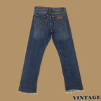 Vintage Wrangler Raw Hem Slim Straight Leg Ankle Jeans Dark Blue W31 L30