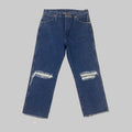 Vintage Wrangler Distressed Straight Leg Raw Hem Ankle Jeans Dark Blue W31 L25