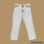 Vintage 80s Lee Raw Hem Straight Ankle Jeans Light Acid Wash W36 L29
