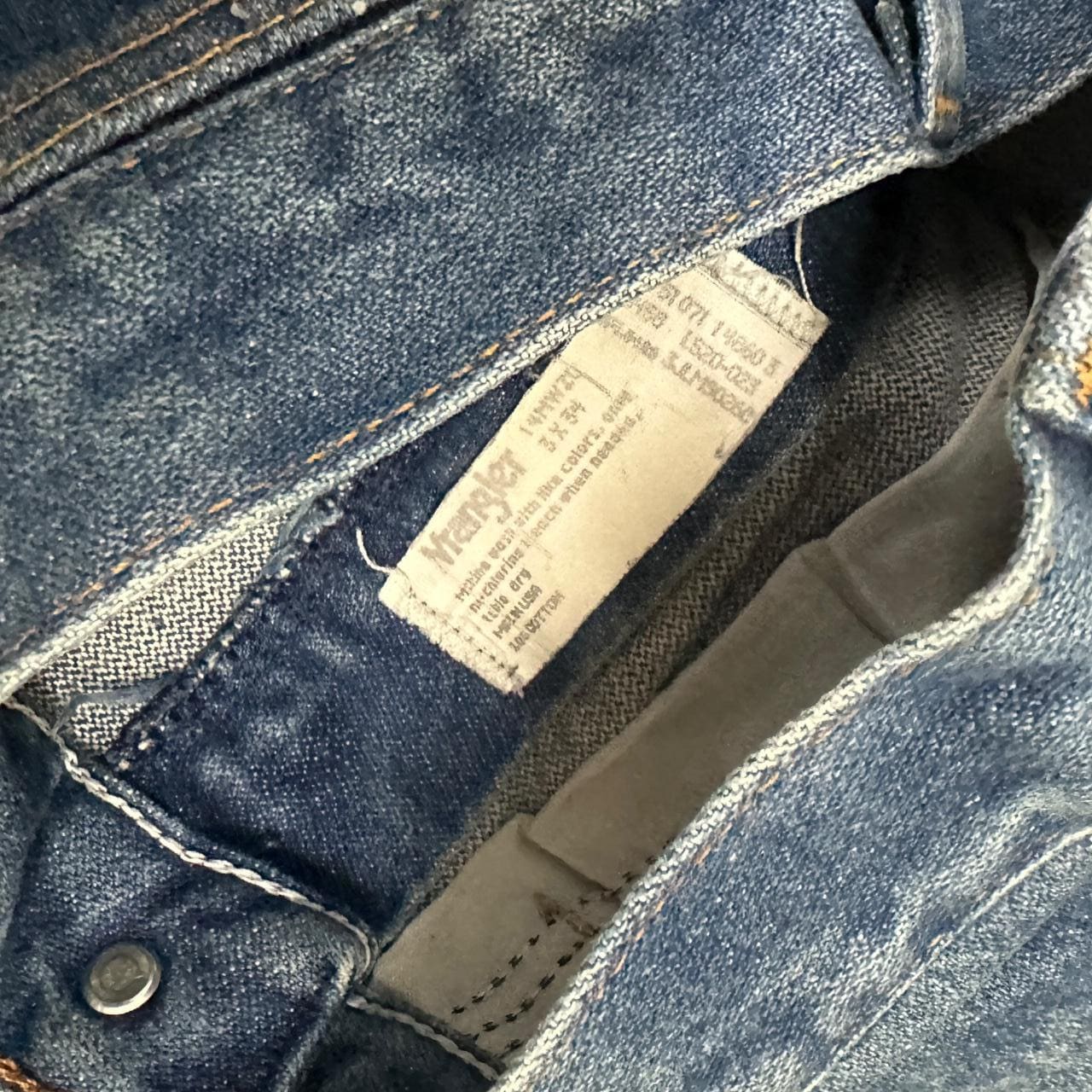 Vintage Wrangler USA Raw Hem Boyfriend Fit Jeans Dark Blue W25 L32