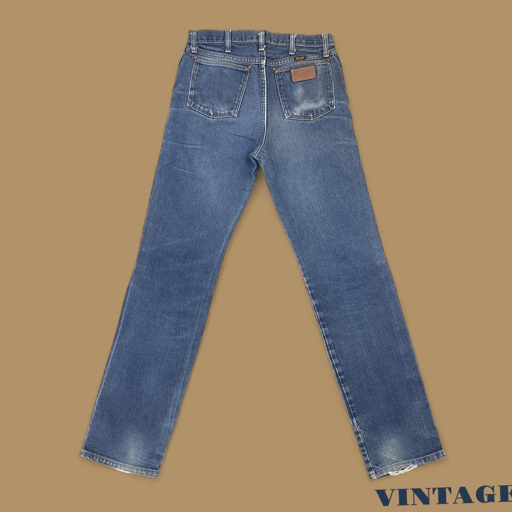 Vintage Wrangler USA Distressed Straight Leg Jeans Mid Blue W32 L36
