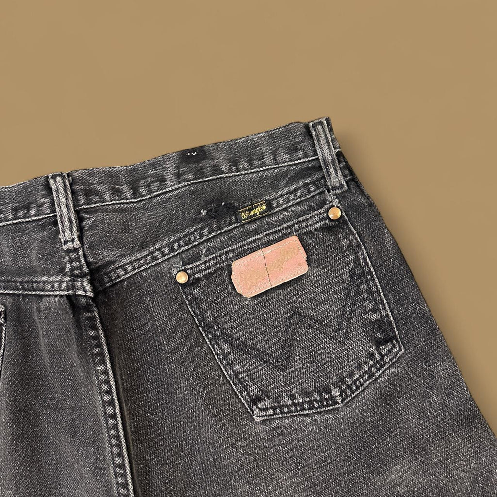 Vintage Wrangler USA Made Raw Hem Straight Leg Ankle Jeans Charcoal Black W35 L29