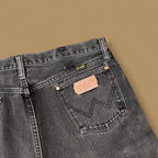 Vintage Wrangler USA Made Raw Hem Straight Leg Ankle Jeans Charcoal Black W35 L29
