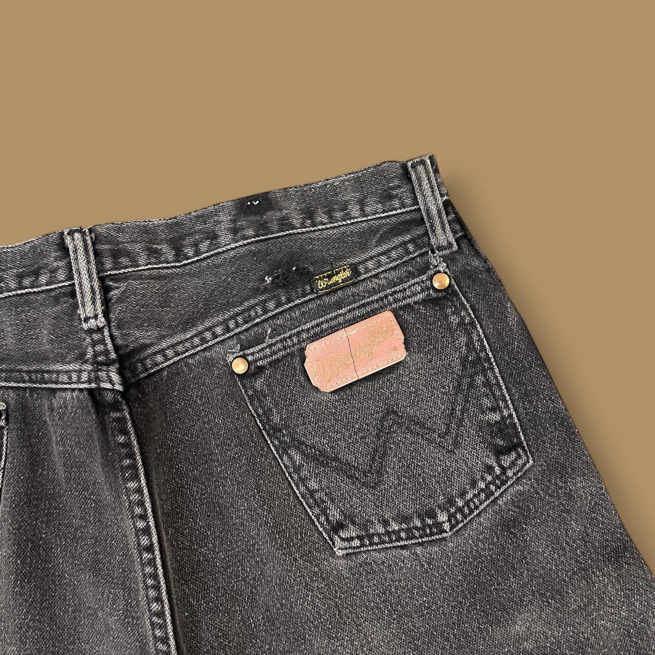 Vintage Wrangler USA Made Raw Hem Straight Leg Ankle Jeans Charcoal Black W35 L29