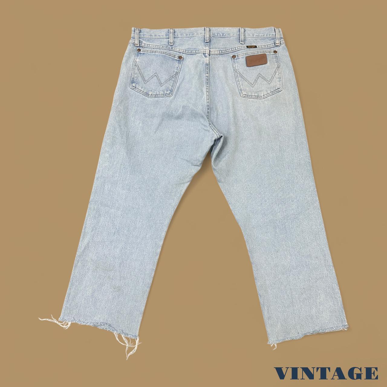 Vintage Wrangler USA Raw Hem Straight Leg Ankle Jeans Light Blue W38 L26