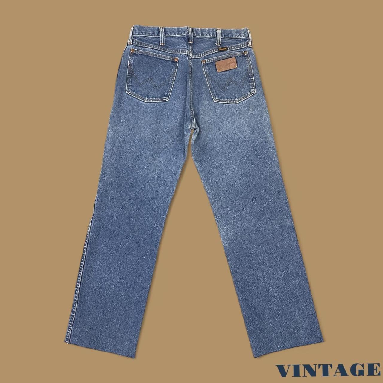 Vintage Wrangler USA Made Raw Hem Straight Leg Ankle Jeans Mid Blue W30 L28