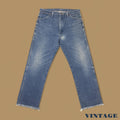 Vintage Wrangler Raw Hem Straight Leg Ankle Jeans Mid Blue W36 L30