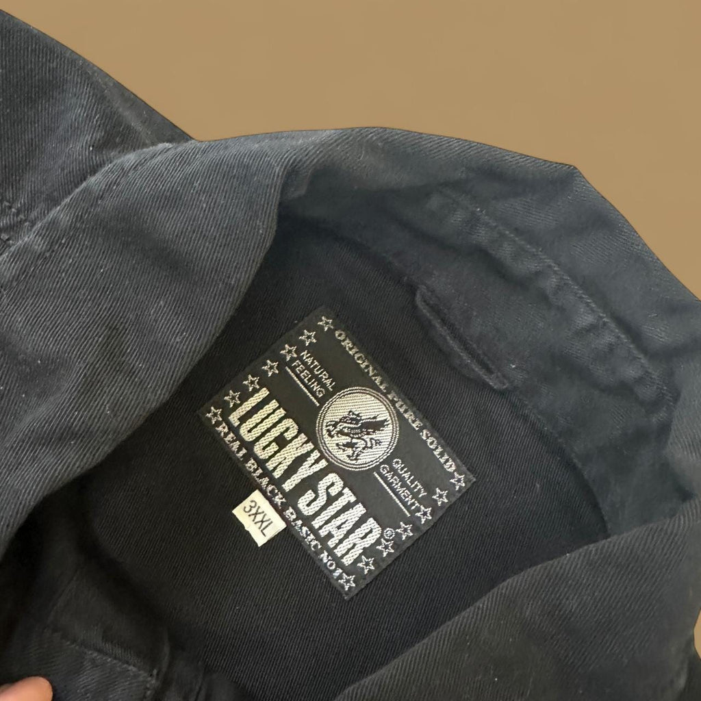 Vintage Lucky Star Plain Denim Shirt Black XXXL