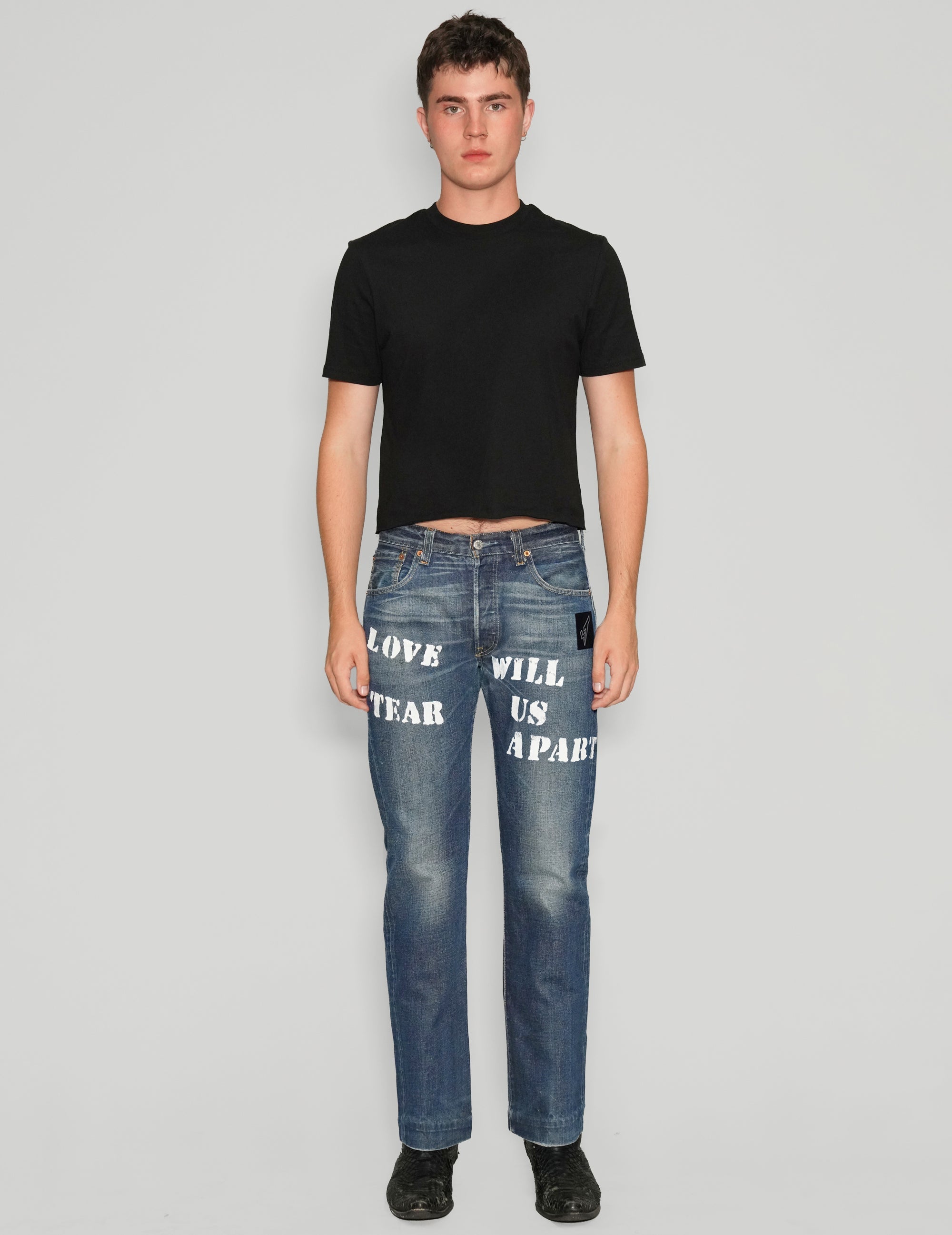 'Love Will Tear Us Apart' Jeans in Blue
