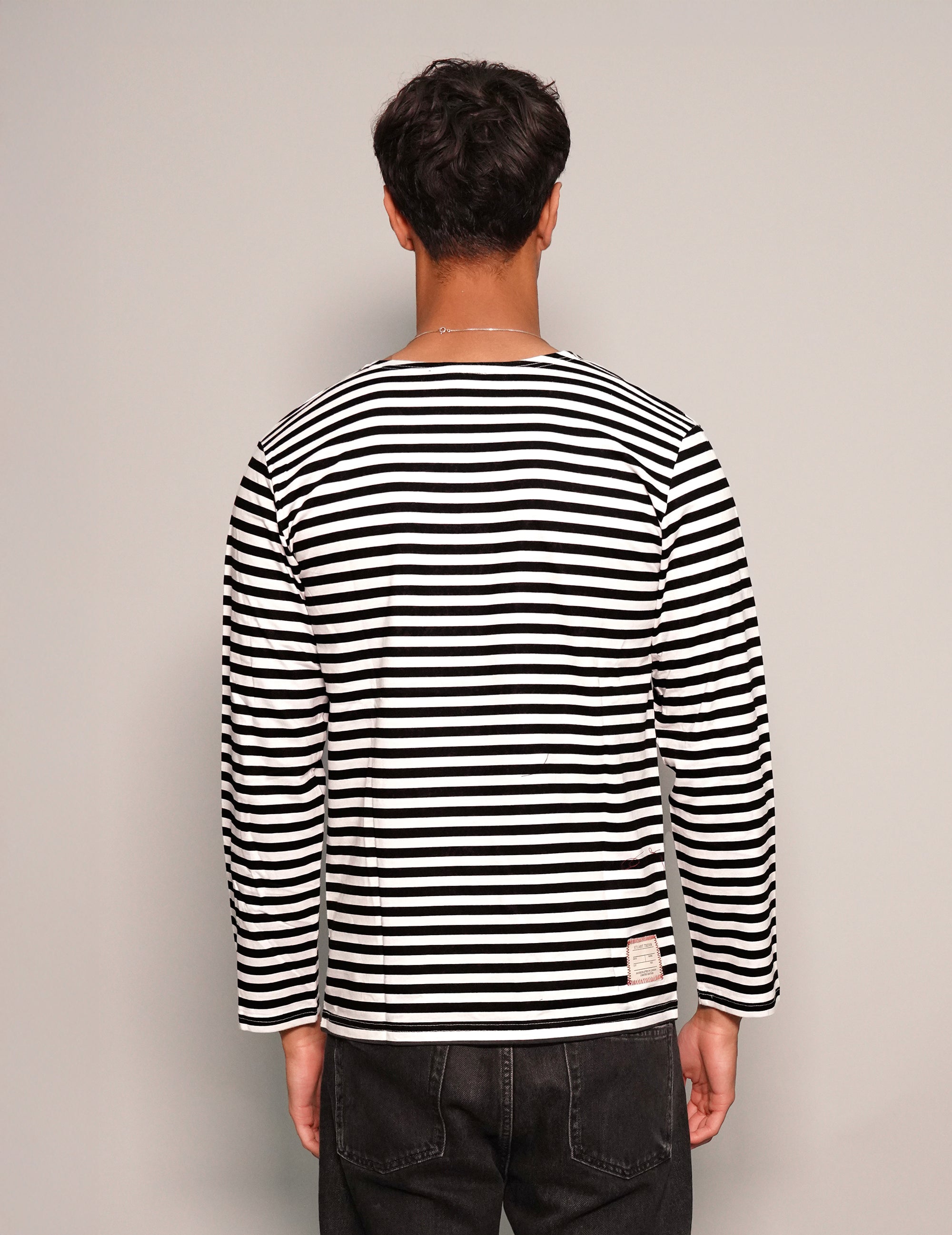 Vintage Naval Long Sleeve T-Shirt in Black Stripe