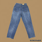 Vintage 90's Lee Baggy Tapered Raw Hem Jeans Dark Blue W26 L28