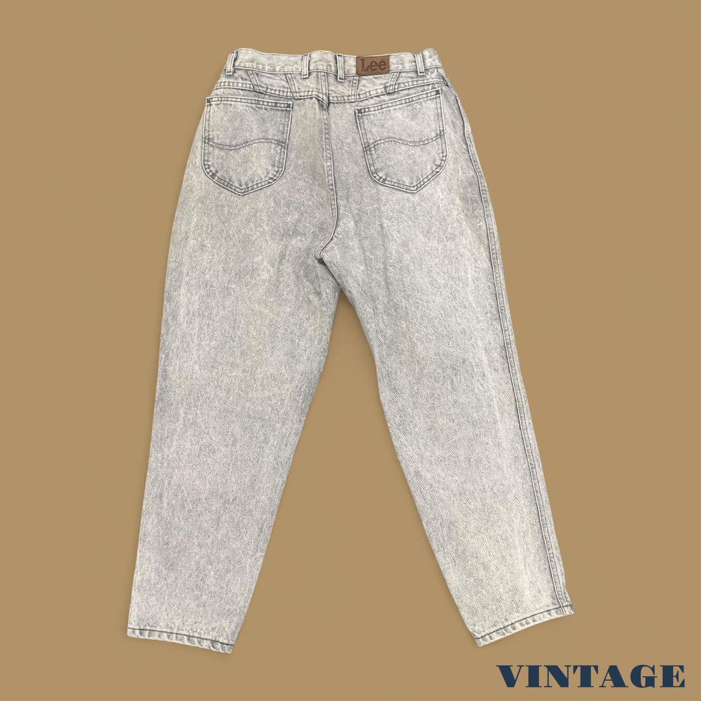 Vintage 90s Lee Tapered Leg Mom Jeans Grey Acid Wash W31 L27