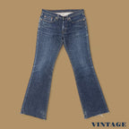 Vintage Y2k Levi&#39;s 557 Raw Hem Bootcut Jeans Dark Blue W30 L29
