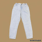 Vintage 90s Lee Elastic Waist Tapered Leg Mom Jeans Light Blue W30 L30