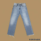 Vintage Lee Raw Hem Straight Leg Jeans Light Blue W28 L28