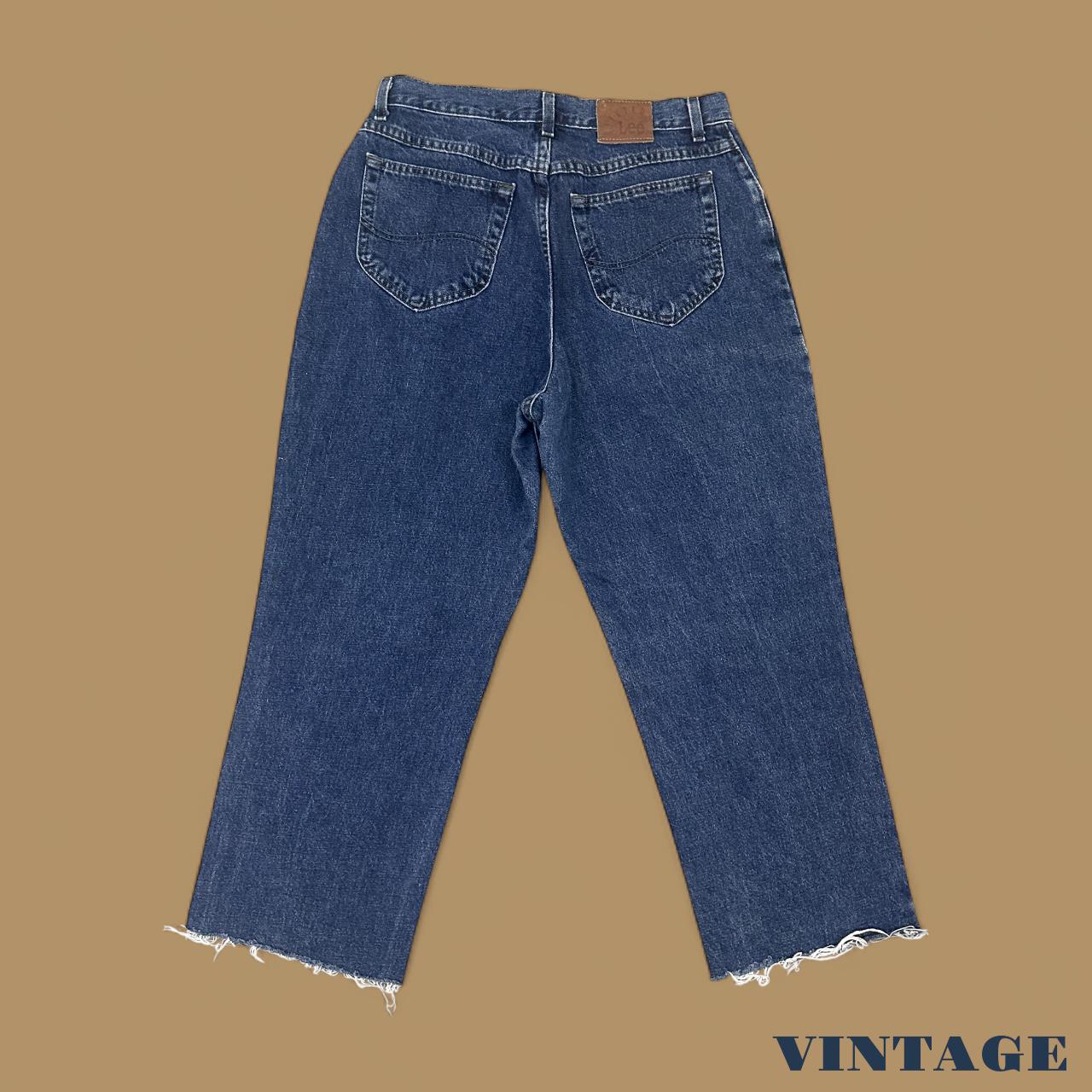 Vintage Lee Relaxed Fit Raw Hem Jeans Dark Blue W32 L24