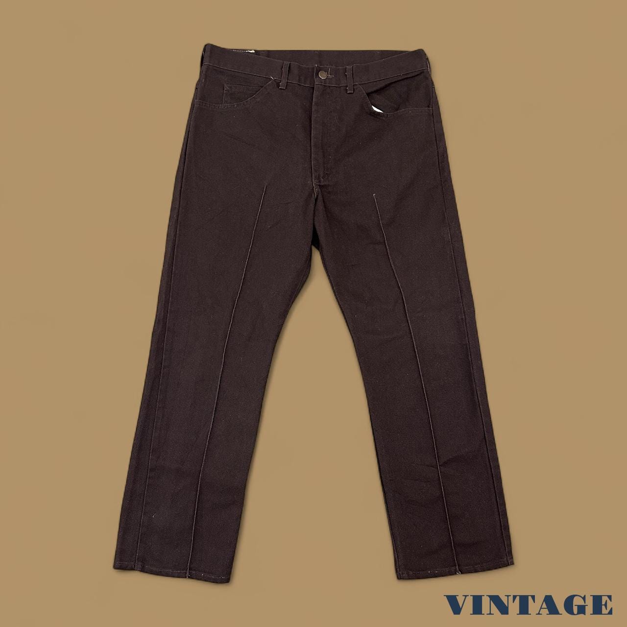 Vintage Lee Straight Leg Pleated Jeans Dark Brown W33 L27