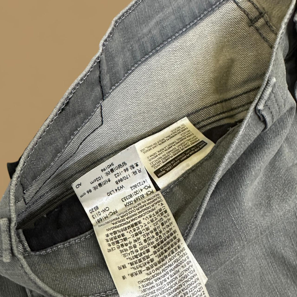 Vintage Levi&#39;s 569 Relaxed Straight Leg Cropped Jeans Light Grey W36 L22