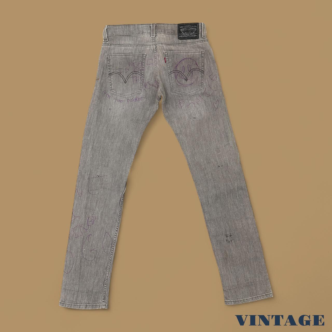 Vintage Levi's 511 Ripped Distressed Slim Straight Jeans Grey W31 L32