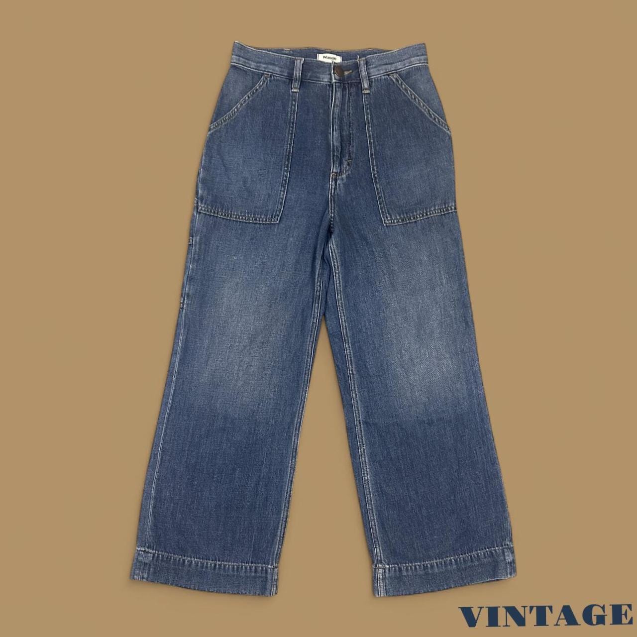 Vintage Wrangler Wide Leg Crop Cargo Baggy Jeans Dark Blue W27 L27