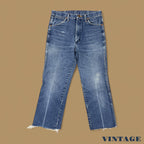Vintage Wrangler USA Raw Hem Straight Leg Cropped Jeans Mid Blue W30 L24