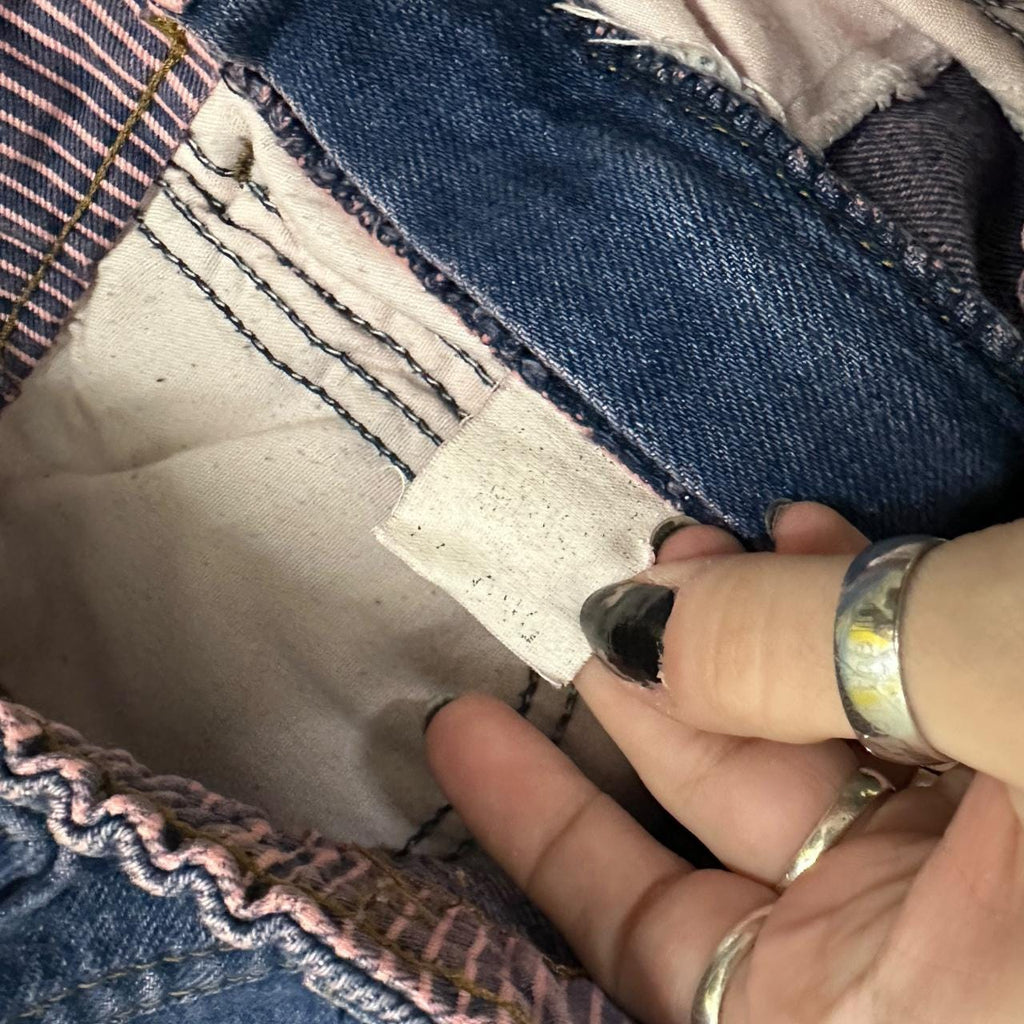 Vintage 90s Lee Elastic Tapered Leg Jeans Pink Blue W29 L32