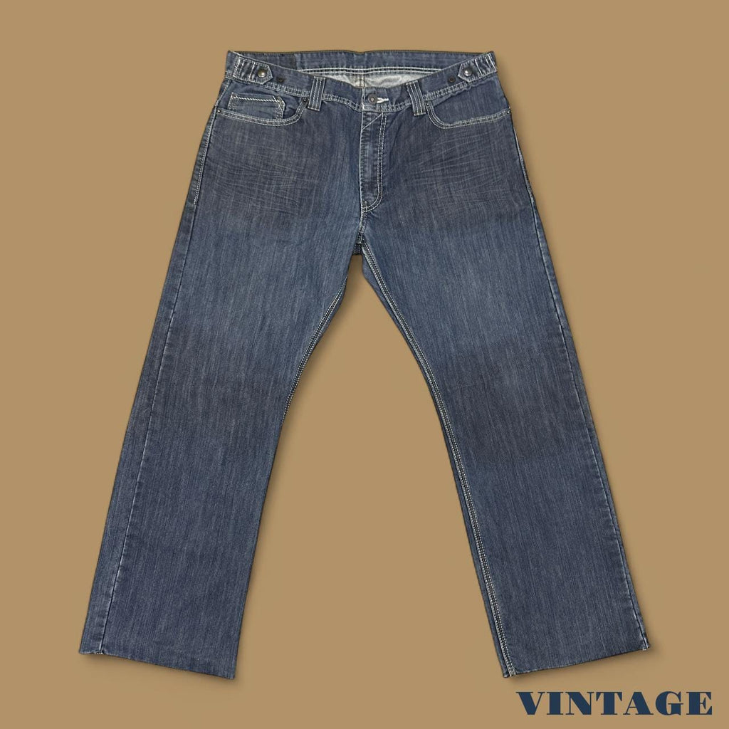 Vintage Levi's 514 Raw Hem Straight Ankle Jeans Dark Blue W36 L29