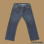 Vintage Levi's 514 Raw Hem Straight Ankle Jeans Dark Blue W36 L29