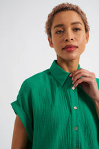 Abinaya Double Gauze Short Sleeved Shirt - Green