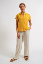 Abinaya Double Gauze Short Sleeved Shirt - Mustard
