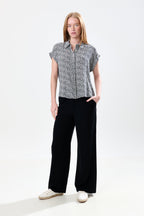 Abinaya Dazzler Print Short Sleeve Shirt - Black