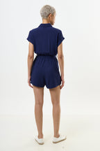 Addie Linen Mix Navy Playsuit