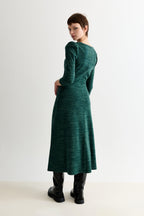 Ambrose Sustainable Marl Sweetheart Neck Midi Dress – Green