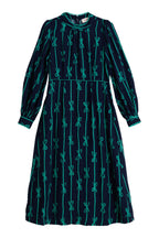 Avon Tie Up High Neck Long Sleeve Midi Dress – Navy