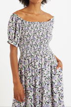 Babette Liseron Shirred Bodice Midi Dress