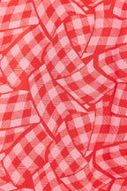Louche Romola Gingham Twist Print Laced Back Short Sleeve Midi Dress