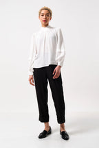 Bayeux Sustainable Satin Back Crepe Trouser - Black