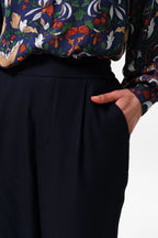 Bayeux Sustainable Satin Back Crepe Trouser - Navy