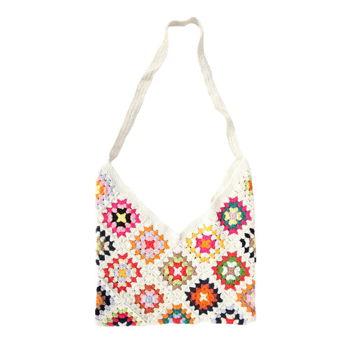 Hippy Crochet Granny Square Shoulder Bag