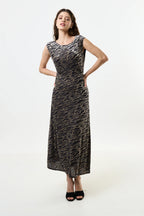 Beyla Zebra Devorie V-Back Midaxi Dress
